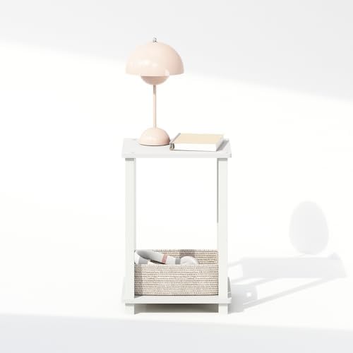 Furinno Simplistic Toolless 2-Tier Compact Night Stand, White