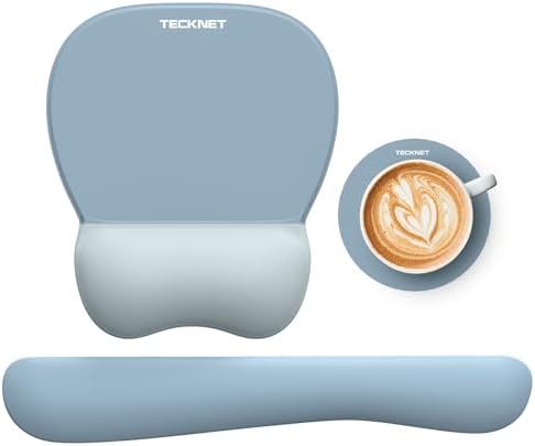 TECKNET Gel Ergonomic Mouse Pad & Keyboard Wrist Rest & Coaster