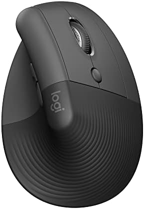 Logitech Lift Vertical Ergonomic Mouse, Wireless, Bluetooth or Logi Bolt USB Receiver, Quiet clicks, 4 Buttons, Compatible with Windows/macOS/iPadOS, Laptop, PC - Graphite (Renewed)