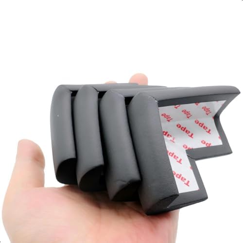 4 Pack Soft Foam Baby Proofing Corner Guards & Edge Protectors, Pre-Taped Table Corner Protector, Children Safety Furniture Desk Bumper, Cushion for Sharp Corners, L Type,Black