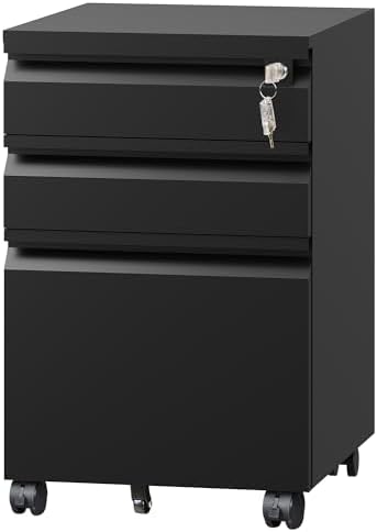 DEVAISE 3 Drawer Mobile File Cabinet with Lock, Required Assembly