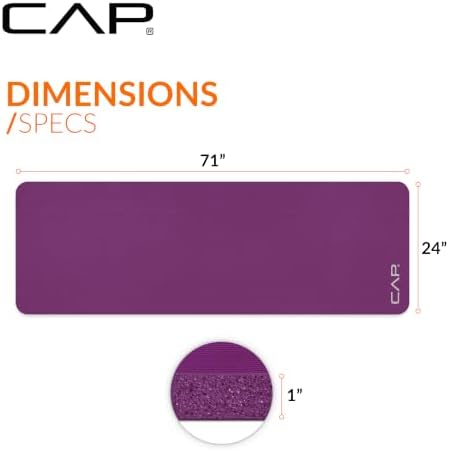 CAP 1" Extra Thick Yoga Mat, Exercise Mat with Strap, Multiple Colors