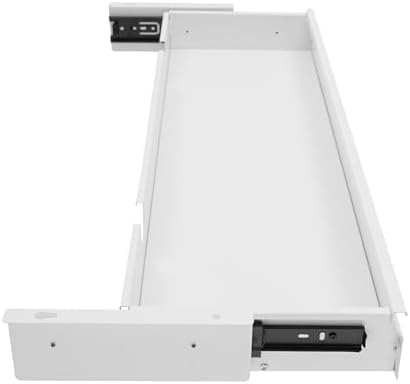 30 Inch Under Desk Mounted Sliding Pull-out Drawer Storage for Sit Stand Workstation Office(Applicable Table Thickness: 0.79in) White