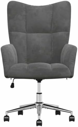 Velvet Office Chair, Adjustable Height Swivel Desk Seat, Dark