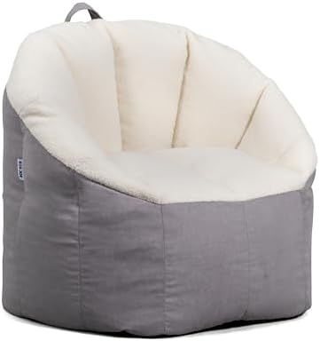 Big Joe Milano Bean Bag Chair, Oat Sherpa and Graphite Vegan Suede, Soft Polyester, 2.5 feet