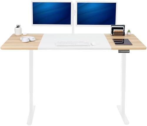 VIVO White/Light Wood 71 x 30 in Standing Desk, DESK-KIT-E2W7WC