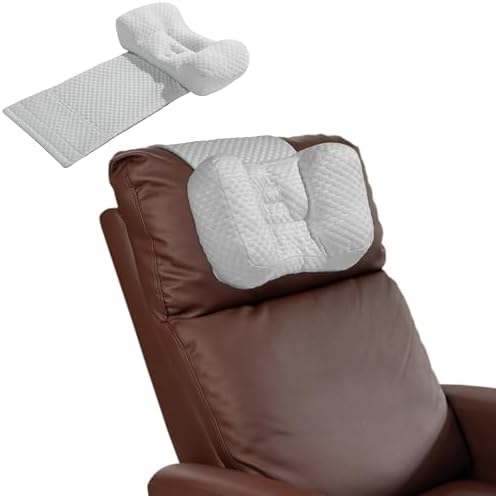 MABOZOO Neck Pillows for Recliners with Pocket,Headrest Cushion for Neck Pain Relief and Cervical Support,Recliner Head Pillow for Side Sleeping at Home, Office or Traveling (Grey & White)
