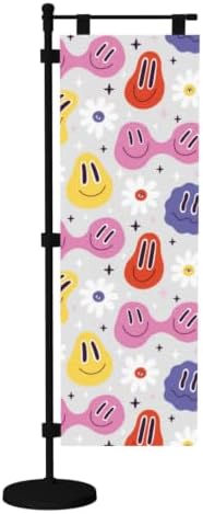 Happy Faces Daisy Deluxe Desk Flag Set, 12 x 4 Inch Miniature Table Flag with 14" Pole & Stand Base