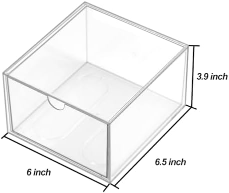 Clear Drawer, Arclic Box, Makeup Organizer Container, 6,5" Storage Drawer for Bathroom Dresser Vainty, Tissue Dryer Sheet Holder Disposable Face Towels Organizer, Light Gray