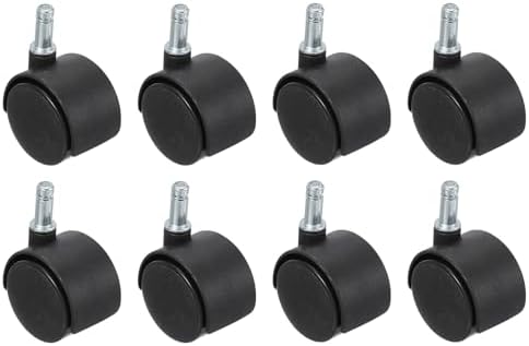 PATIKIL Office Chair Wheels Replacement 5/16", 8 Pcs Nylon Heavy Duty Office Furniture Casters Wheels with Universal Wheel for Hardwood Floor Carpet, Black(Standard Stem)
