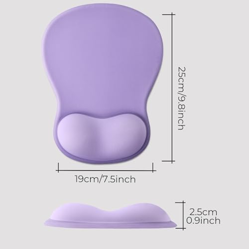 Gel Mouse Pad with Wrist Support, Ergonomic Mousepad with Wrist Rest, Gaming Mouse Pad with Soft Cushion & Non-Slip PU Base & Concave Design & Pain Relief, for Home Office Computer Laptop, Purple