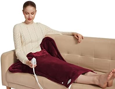 Ambershine 26"x35" XXXL King Size Neck& Shoulder& Back Heating Pad with 12 Temperature Settings& 4 Auto-Off Countdown Timers, Pain Relief for Back/Neck/Shoulder, Christmas Gift for mom dad (Red)