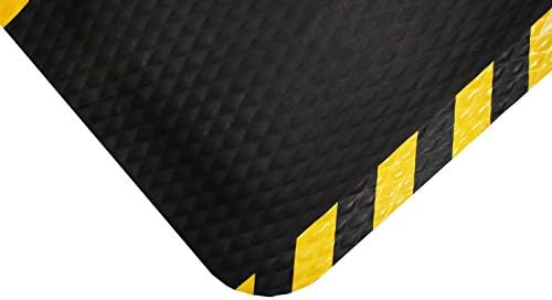M+A Matting - 424020488 Hog Heaven Industrial-Grade Anti-Fatigue Mat | OSHA Yellow Striped Border | Welding Safe, Slip Resistant, Grease/Oil Proof, Ergonomic 7/8-inch Mat (Black, 4.8' x 8')