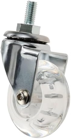 Castor Wheels 2-inch 8 * 15 Screw Brake Transparent Wheel Screw Threaded Stem Casters Office Chair Caster Wheel Clear Swivel Casters with Brake for Sofa Chair Cabinet Casters Wheels,Stem Casters