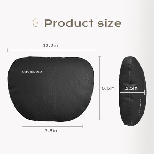 Coverado Car Headrest Pillow Soft Memory Foam Car Neck Support Pillow with Adjustable Strap, Relax Head Muscles Relieve Driving Fatigue, Breathable & Removable Cover