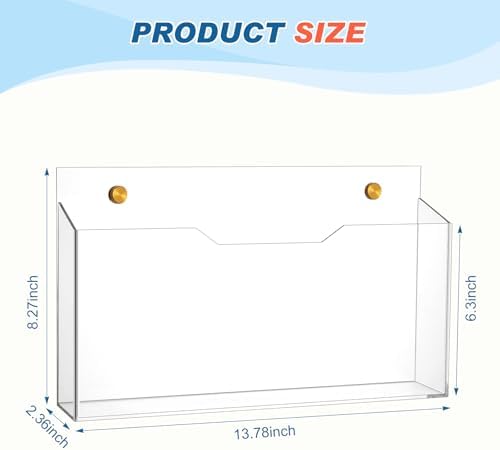 Feifeiya 1 Pcs Clear Acrylic File Holder Wall Mount, 14"x8.3"x2.4"