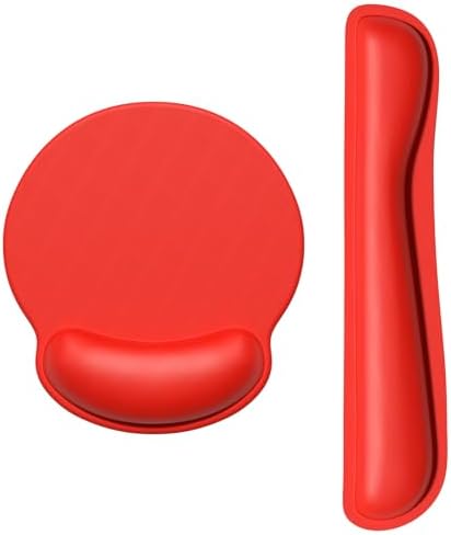 Dapesuom Keyboard Wrist Rest and Mouse Pad with Wrist Support, Cute Memory Foam Cushion for Keyboard and Mouse Set, Ergonomic Desktop Pad Rests with Non Slip Base for Easy Typing & Pain Relief, Red