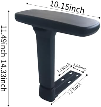 Height Adjustable Chair Armrest Pair, Gaming Boss Chair Arms Set Replacement,Black (3D)