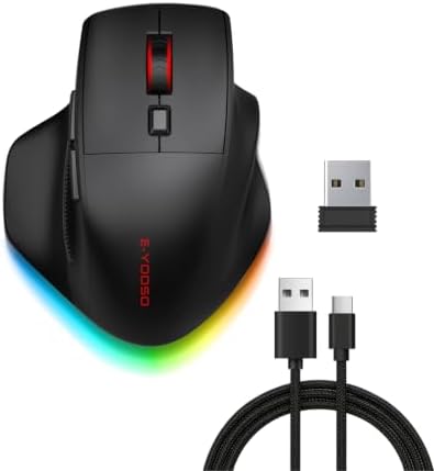 E-YOOSO X54 Ergonomic Mouse, Rechargeable Wireless & Bluetooth Mice, 12KDPI