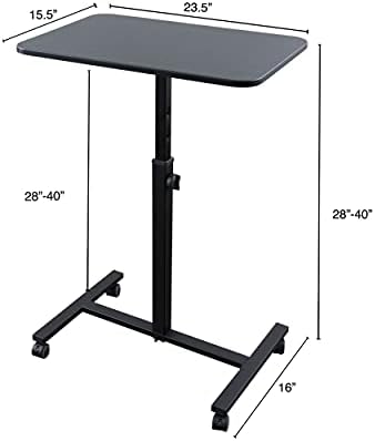 Stand Up Desk Store Height Adjustable Single Column Rolling Standing Desk Laptop Stand - Black