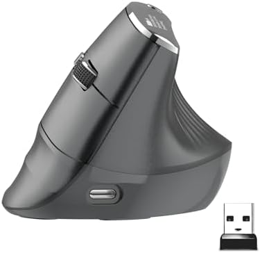 Eelexa New Dual Mode Ergonomic Mouse, Rechargeable Bluetooth Vertical Ergo Mouse Wireless 5 Adjustable DPI, Silent 2.4GHz Optical Carpal Tunnel Mouse for Compatible with Laptop, PC(Right Hand)