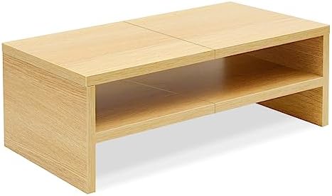 TEAMIX 20 inch Monitor Riser Stand - 2 Tiers, Wood Desktop Bookshelf, Maple