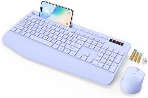 SABLUTE Wireless Keyboard and Mouse Combo, Full Size, Ergonomic Wrist Rest