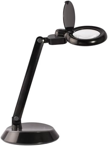 OttLite Space-Saving LED Magnifier Desk Lamp, Optical Grade, Black