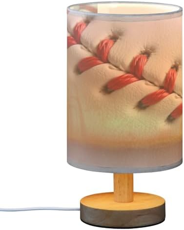 ALAZA Sport Ball Baseball White Decor Bedside Table Lamp with USB Port for Bedroom Nightstand Office Desk LED Bulb Included