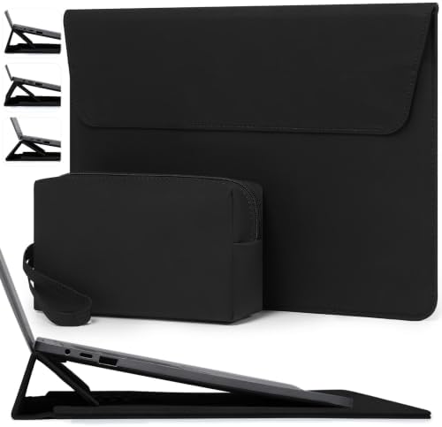 HYZUO 15 Inch Laptop Sleeve Case Bag with Adjustable Stand, Black