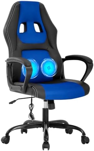BestOffice Gaming Chair with Massage, Ergonomic Office Desk Chair, Adjustable Lumbar Support & Headrest,Computer Task Chair, 360° Swivel for Adults (Blue)