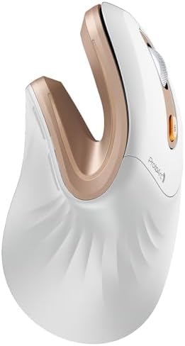 ProtoArc EM11 NL Wireless Ergonomic Mouse, Rechargeable, White Gold