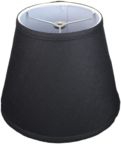 FenchelShades.com Lampshade 6" Top Diameter x 10" Bottom Diameter x 8" Slant Height 6x10x8" with Spider Attachment Diameter 0.4 Inch for Lamps with a Harp (Designer Linen Black)