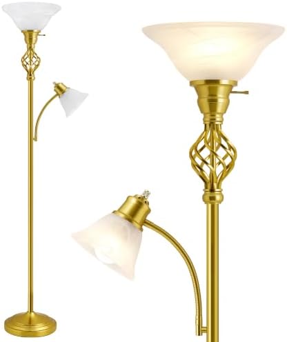 GyroVu Torchiere Floor Lamp for Living Room, LED Standing Reading Light