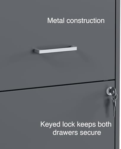 Staples Vertical File Cabinet, Letter/Legal, 2-Drawer, Locking, Graphite