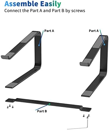 SOUNDANCE Laptop Stand for Desk, Metal Riser, Fits 12-17.3 Inch, Black