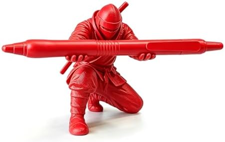 3D Printed Ninja Pen Holder - Cool Ninja Figurine Pen Stand, Decorative Desk Organizer for Office & Home (red)