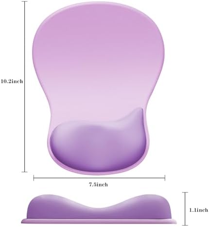 Mouse Pad with Wrist Rest,Ergonomic Mouse Pad with Comfortable Gel Wrist Rest Support and Non-Slip PU Base for Easy Typing Pain Relief, Durable and Washable (Purple Pink)