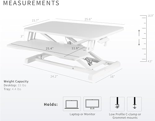 VIVO White 26 in Standing Desk Converter, DESK-V026KW