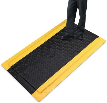Anti Fatigue Mats Industrial 3 x 5 Ft, 15/16'' Thick Ergonomic Standing Floor Mat Heavy Duty Commercial Diamond Plate Vinyl Non Slip Safety Ergonomic Standing Garage Mat