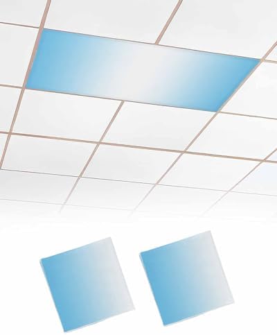 Blue White Magnetic Fluorescent Light Covers for Ceiling Lights 2 x 4 Feet,Geometric Minimalist Stripe Country Decor Office Classroom Kitchen Drop Ceiling Light Covers Lighting Filters Shade 2 Packs