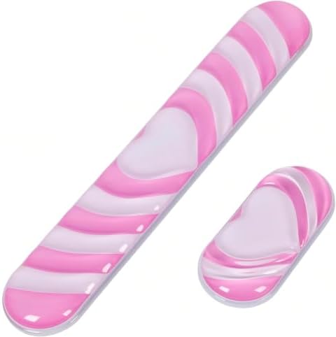 Mouse Pad with Wrist Rest, Soft Cloud Gel Keyboard Mouse Pad Set with Hand Wrist Support, Cute Non Slip Office Desk Accessories for Comfort/Pain Relief/Computer/Laptop (Pink Love)