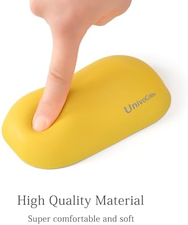 UnivoColors Design-Wave Wrist Rest, Artificial Sheepskin+Memory Foam+Ergonomic+Anti-Slip Gel, Resilience Support During Work and Gaming,Mouse Accessory,Yellow,N