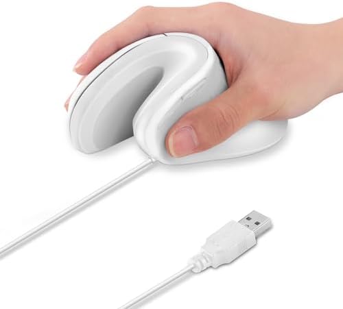 HXMJ-Vertical Mouse Wired,USB Ergonomic Optical Mice,Silent Click,Right Handed-White