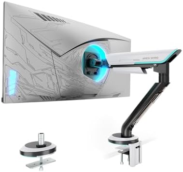 Single Gaming Monitor Arm for 24"-57" Screens, Up to 60 lbs, White