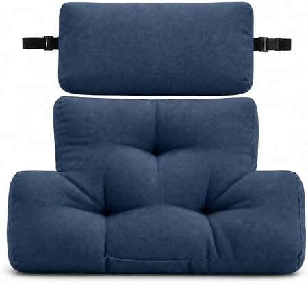 2 Piece Neck Pillow and Lumbar Support Cushion Set for Recliner, NavyBlue