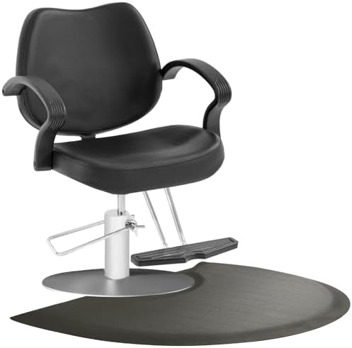 Salon Mat for for Hairstylist 3'x5' Barber Shop Anti-Fatigue Salon Standing Chair Mat - Black Semi Circle 1/2" Thick Comfort Salon Mat, Hair Cutting Hairdressing Equipment