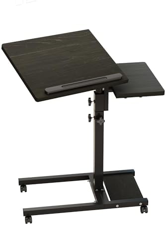 TigerDad Mobile Adjustable Height Laptop Stand PC Computer Portable Notebook Swivel Laptop Desk Rolling Table Desk Cart Tiltable with Wheels Casters& Mouse Pad Table