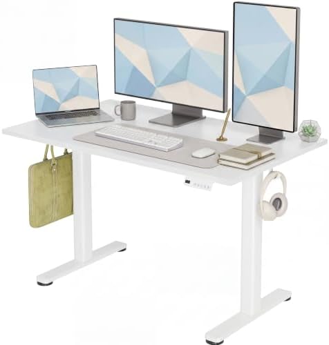 Claiks Electric Standing Desk, 48x24 Inch, White