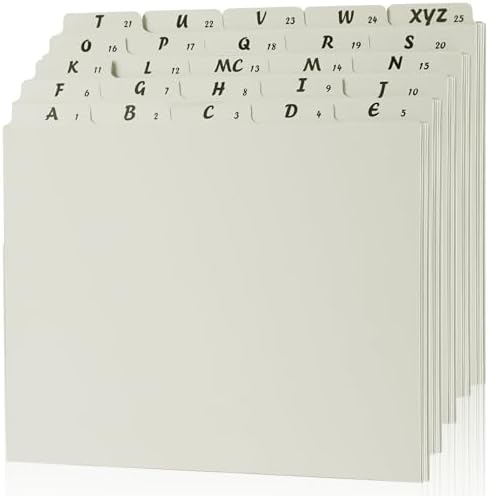 gisgfim 25 Alphabet File Guides, A‑Z Top‑Tab File Cabinet Dividers, Sage